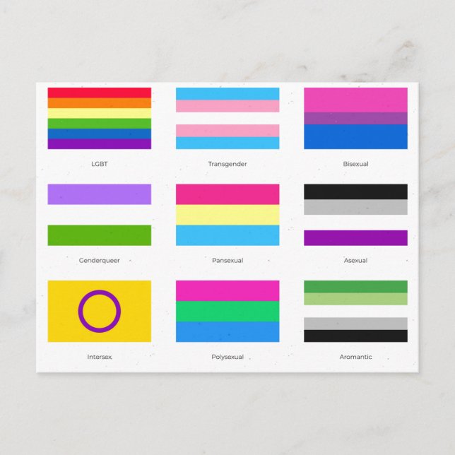 Postal De Anuncios Orgullo LGBTQIA 9 x BANDERAS Chic Conciencia Arcoí (Anverso)