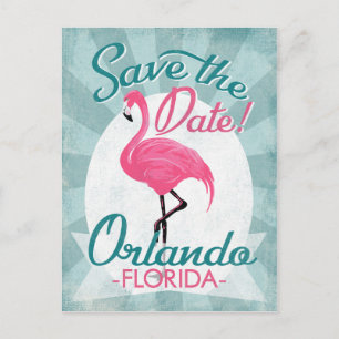 Postal De Anuncios Orlando Save The Date Pink Flamingo