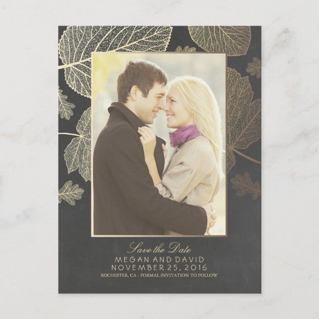 Postal De Anuncios Oro deja caer foto Guardar fecha (Anverso)