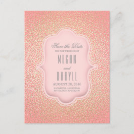 Postal De Anuncios Oro Glitter Glamour Vintage Rosa Guardar la Fecha