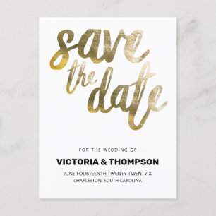 Postal De Anuncios Oro Laminado Personalizado Boda Hecha a Medida