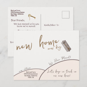 Postal De Anuncios Oro moderno Nuevo Hogar Nueva Clave Que Hemos Movi