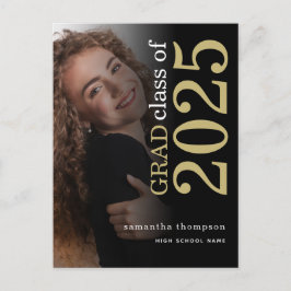 Postal De Anuncios Oro Negro Foto Moderna Graduación 2023