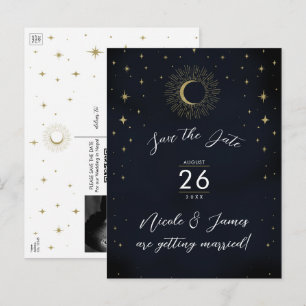 Postal De Anuncios Oro Nocturno Celestial Explosión de Sol Foto Guard