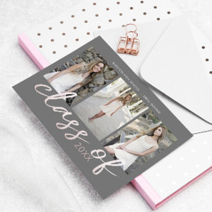 Postal De Anuncios Oro Rosa Escritura Caprichosa Foto Graduación