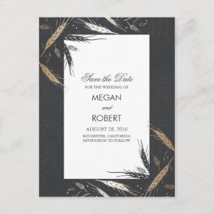 Postal De Anuncios Oro Trigo Otoño Moderno Guardar la Fecha