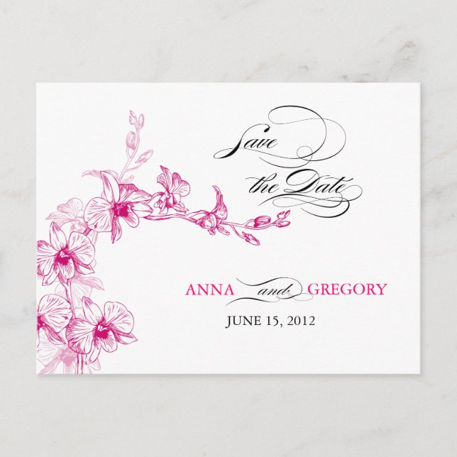 Postal De Anuncios Orquídea Guardar la Fecha (Anverso)