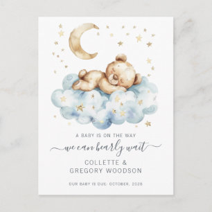 Postal De Anuncios Osito de peluche en la nube de embarazo 'Apenas po