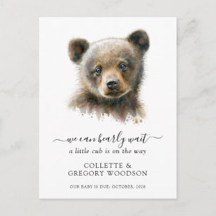 Postal De Anuncios Oso de bebé pintado apenas podemos esperar