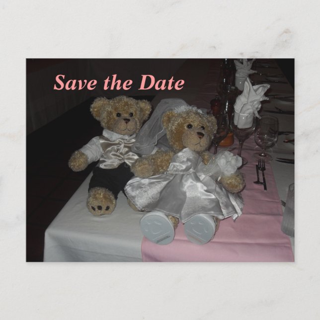 Postal De Anuncios Osos Novia y Novio (Anverso)