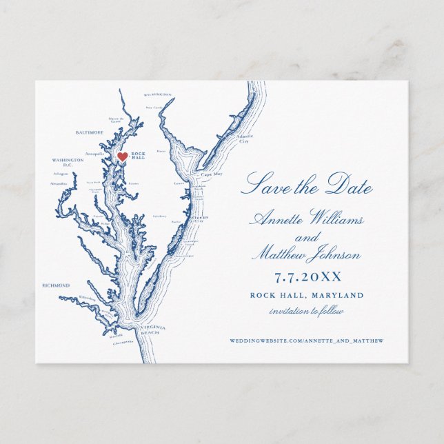 Postal De Anuncios Osprey Point Inn Rock Hall MD Guardar la fecha (Anverso)