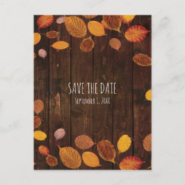 Postal De Anuncios Otoño Caída Rústico Hojas Doradas Guarde la Fecha