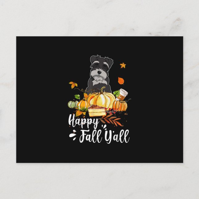 Postal De Anuncios otoño feliz todos schnauzer perro agradecimientos (Anverso)