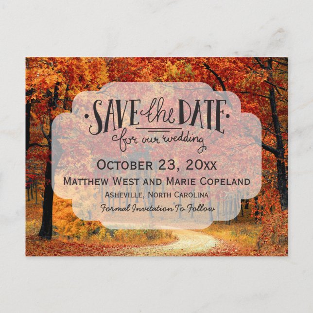 Postal De Anuncios Otoño Sale De La Boda Rústica Salven La Fecha (Anverso)