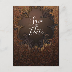 Postal De Anuncios Otoño vintage hojas doradas Save the Date