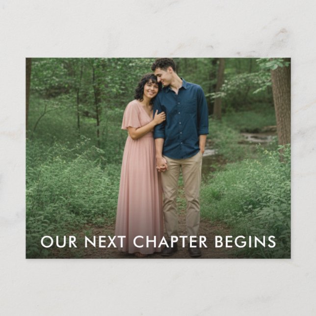 Postal De Anuncios Our Next Chapter Begins Photo Save the Date (Anverso)