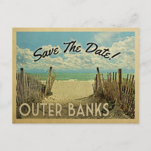 Postal De Anuncios Outer Banks Reservar la Fecha Vintage Playa Náutic