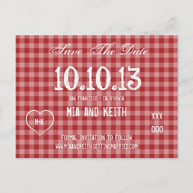 Postal De Anuncios País de Gingham Rojo (Anverso)