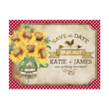País Picnic Sunflower Gingham Salva la fecha