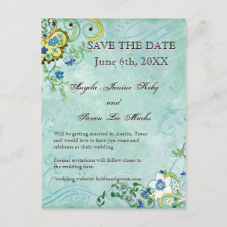 Postal De Anuncios Paisley Floral Moderno Florecer Remolino Boda