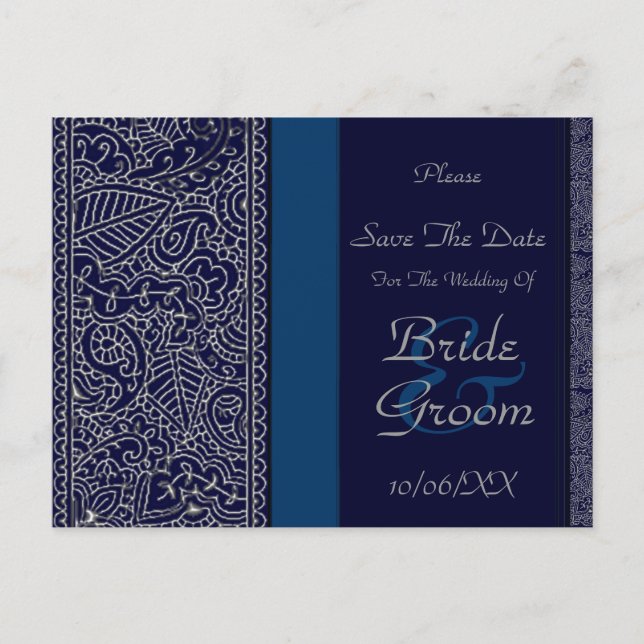Postal De Anuncios Paisley Passion - Efecto Plateado (Henna) (Boda) (Anverso)