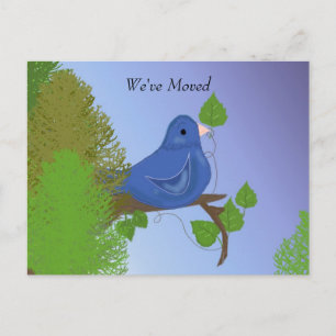 Postal De Anuncios Pájaro Azul en una Rama Nueva Dirección