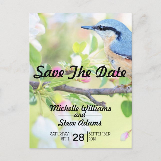 Postal De Anuncios Pájaro Azul Save the Date (Anverso)