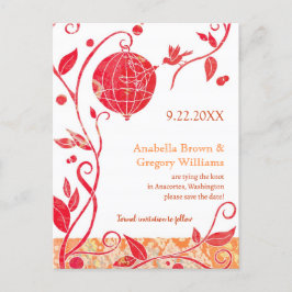 Postal De Anuncios Pájaros de Amor Chic Boda Guardar la Fecha