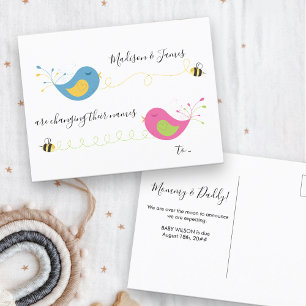 Postal De Anuncios Pájaros y Abejas Cambiando Nombres Embarazo