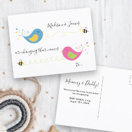 Postal De Anuncios Pájaros y Abejas Cambiando Nombres Embarazo