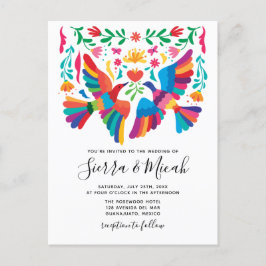 Postal De Anuncios Pájaros y florales vibrantes inspirados en México 