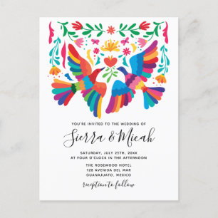 Postal De Anuncios Pájaros y florales vibrantes inspirados en México 