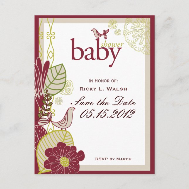 Postal De Anuncios Pájaros y Flores (Anverso)