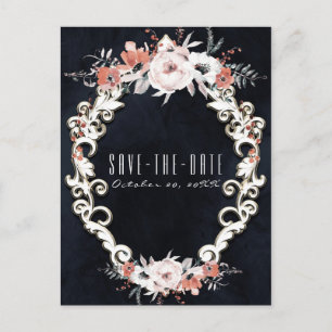 Postal De Anuncios Pale Floral Dark Chalk Elegant Save the Date