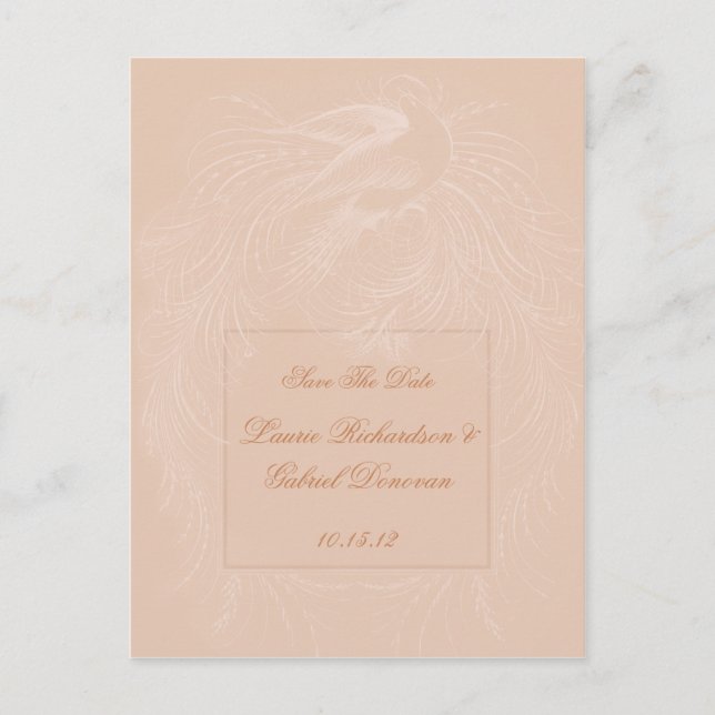 Postal De Anuncios Pale Peach Dove en Peach Save the Date (Anverso)