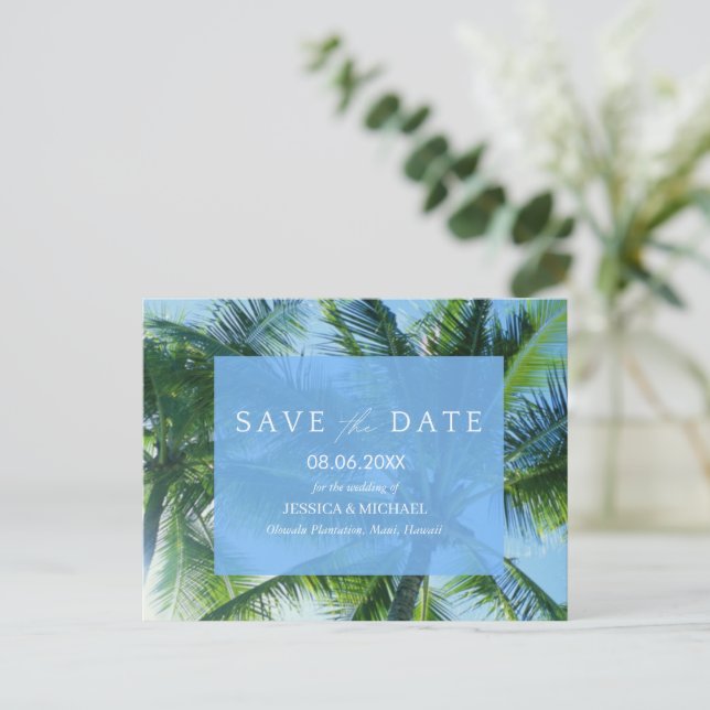 Postal De Anuncios Palm Beach Tropical Boda Presupuestaria Ahorra la  (Anverso de pie)