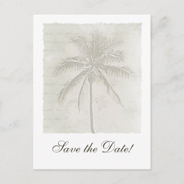 Postal De Anuncios Palm Tree Save the Date (Anverso)