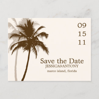 Postal De Anuncios Palmeras Boda Tropical Guardar la Fecha