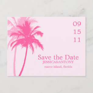 Postal De Anuncios Palmeras Boda Tropical Guardar la Fecha