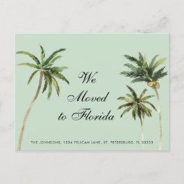 Postal De Anuncios Palmeras en acuarela tropicales se mudaron a Flori