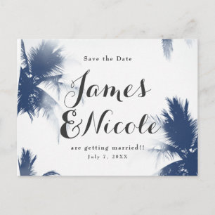 Postal De Anuncios Palmeras Glamour Blanco Moderno Save the Date