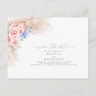 Postal De Anuncios Pampas Grass Floral Save the Date