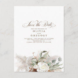 Postal De Anuncios Pampas Grass Natural Floral Boho Save the Date