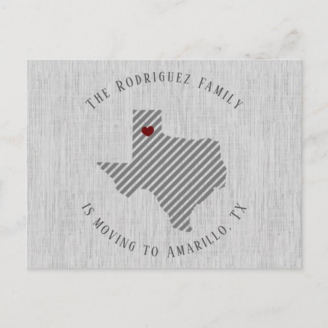 Postal De Anuncios Panhandle Gray Linen and Heart Texas Moving (Anverso)