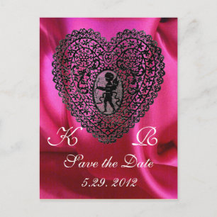 Postal De Anuncios PAÑO FUCSIA DE SEDA del CORAZÓN del CORDÓN del