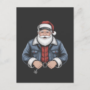 Postal De Anuncios Papá Noel camionero Divertido Camión Conduciendo N
