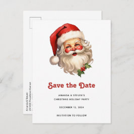 Postal De Anuncios Papá Noel Holly Jolly estilo retro de Navidad