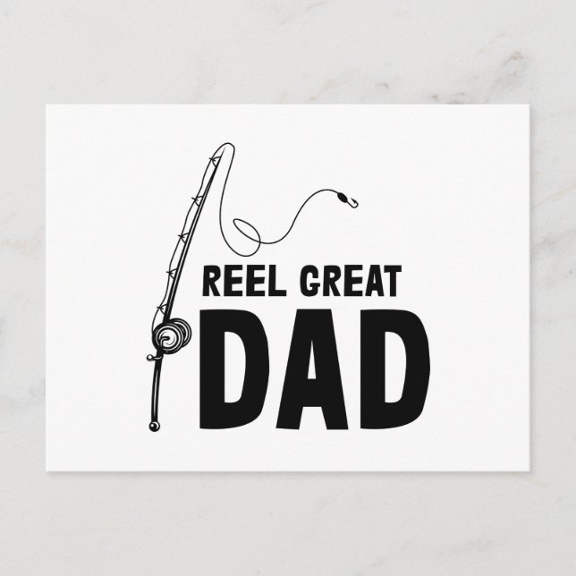 Postal De Anuncios Papá Pescador Carrete Gran Papá Feliz Día del Padr (Anverso)