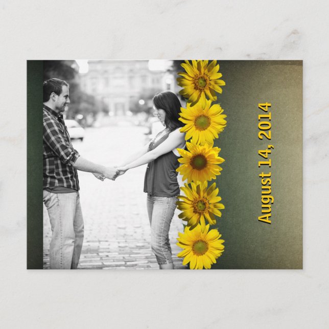 Postal De Anuncios Papel pintado amarillo girasol foto Guardar la fec (Anverso)