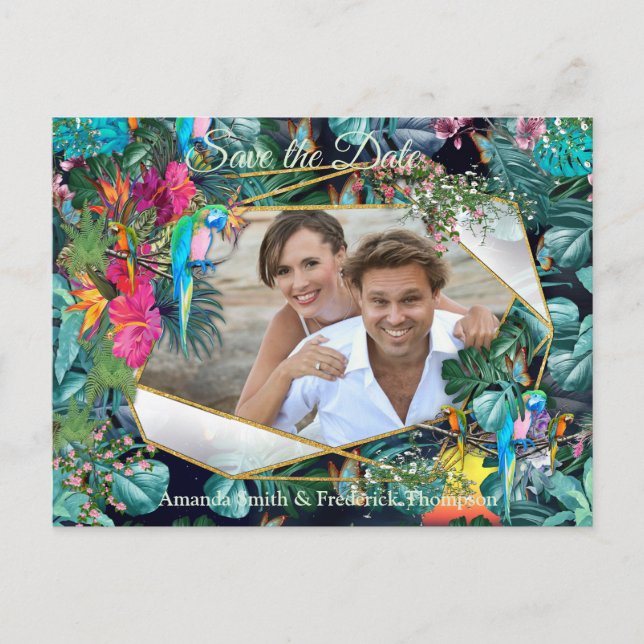 Postal De Anuncios Paraíso de Flora Tropical y Pájaros (Anverso)
